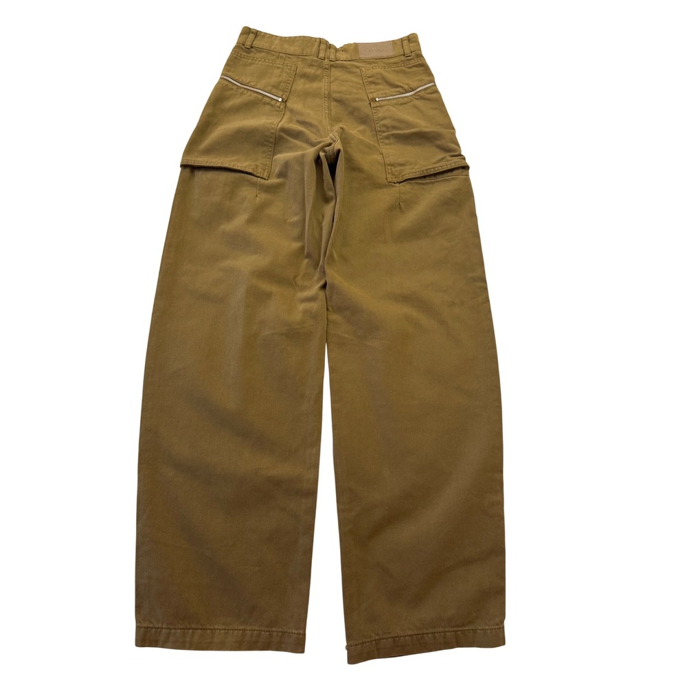 ZARA Utility barrel Pants Women Size 4 EU 36 Tan Brown Straight Leg NWT - Picture 2 of 5